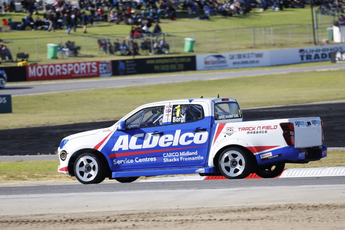 Aaron Borg takes his second victory of the weekend in the V8 SuperUtes Race 2