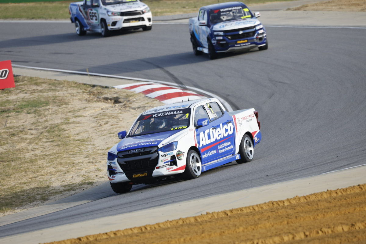 Aaron Borg won his third race of the Perth V8 SuperUtes weekend in dominant fashion