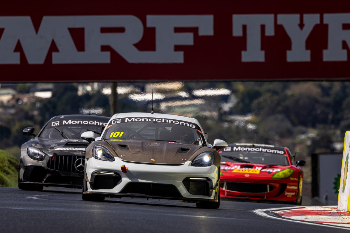 Tony Quinn won the first race of the Australian Productions Cars/GT4 in the Bathurst 6 Hour weekend