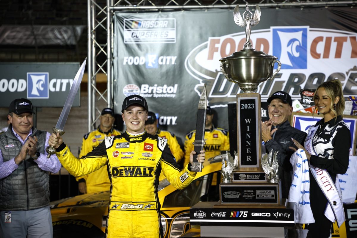 Christopher Bell was able to take the win in Bristol for Joe Gibbs Racing in a dominant show around the dirt track