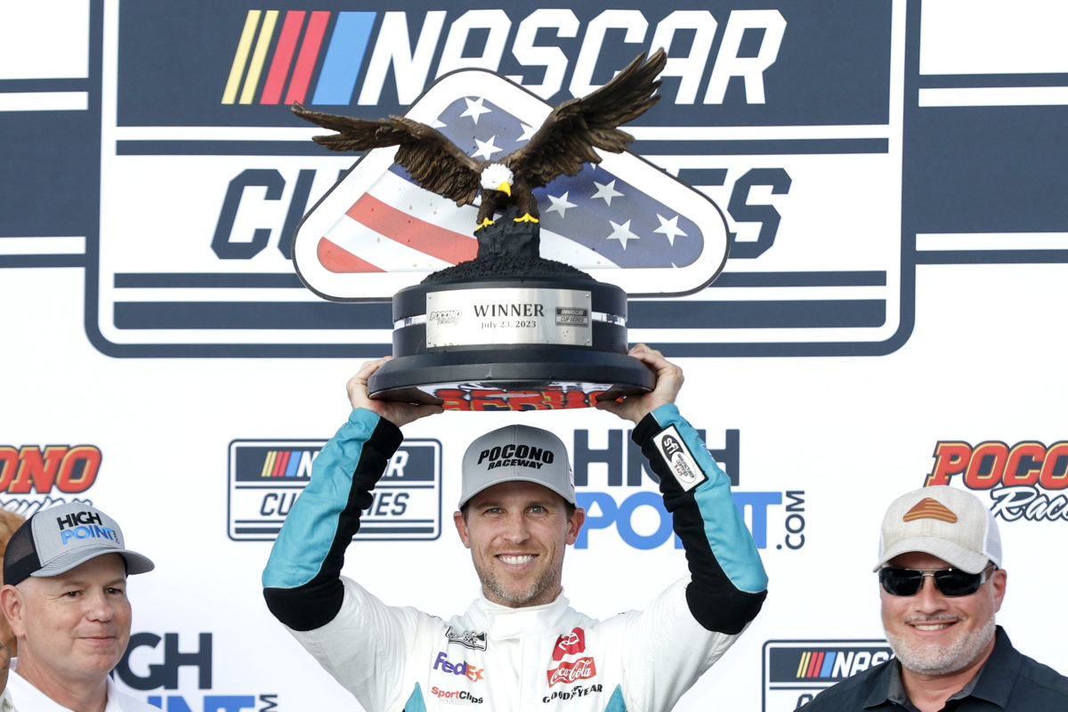 Denny Hamlin has a win and a second place in his two most recent NASCAR Cup Series races. Image: Sean Gardner/Getty Images