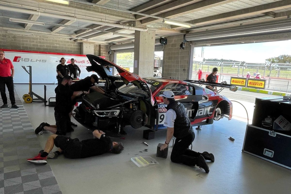 The #9 Audi after the incident near The Cutting. Picture: Speedcafe.com