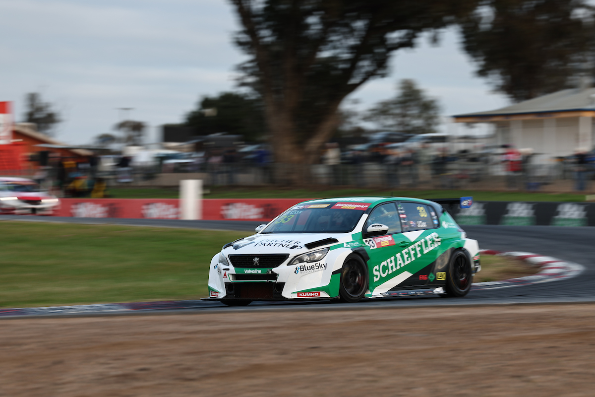 Jordan Cox was issued a penalty over contact with Tony D'Alberto in Supercheap Auto TCR Australia Race 1 at Winton. Picture: InSyde Media