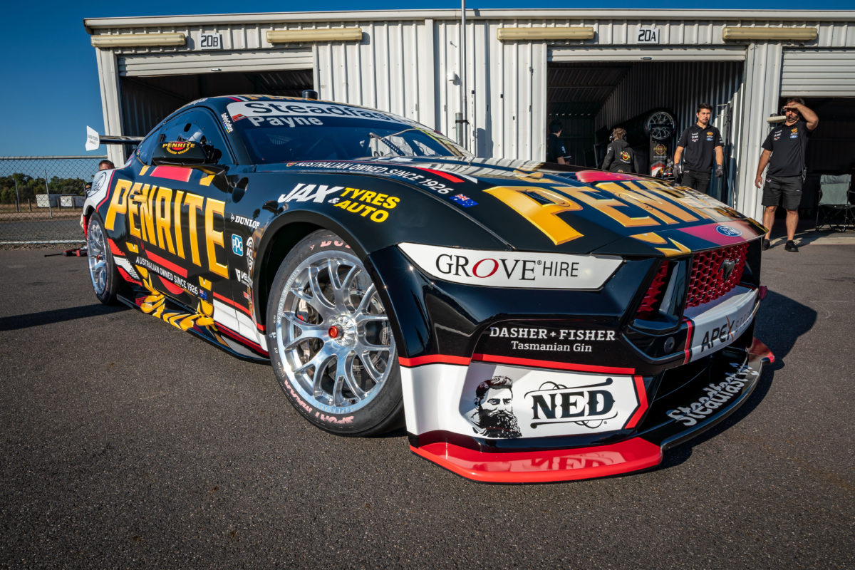 A Grove Racing Ford Mustang, during a dry shakedown at Winton