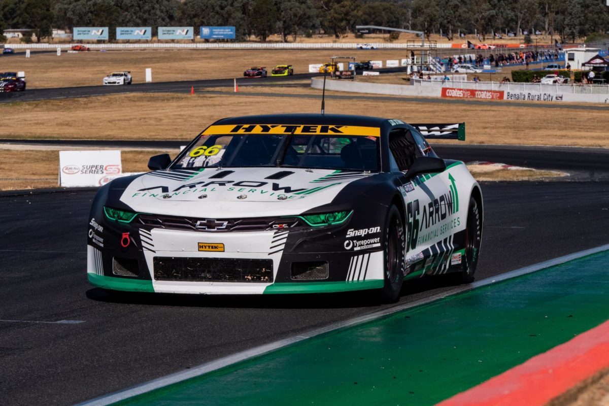 Lee Stibbs took his first victory in TA2 Muscle Cars in Race 2 around Winton. Photo: TA2 Facebook