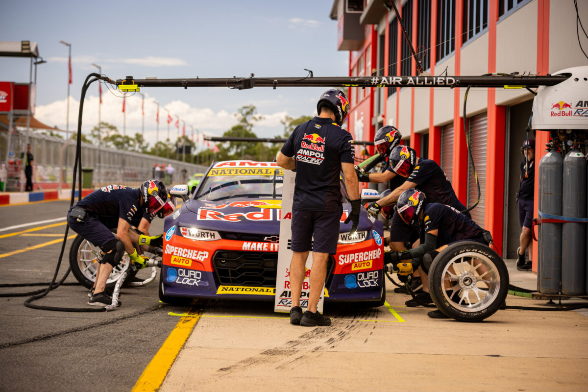 Triple Eight Race Engineering pit stop practice. Picture: MTR Images