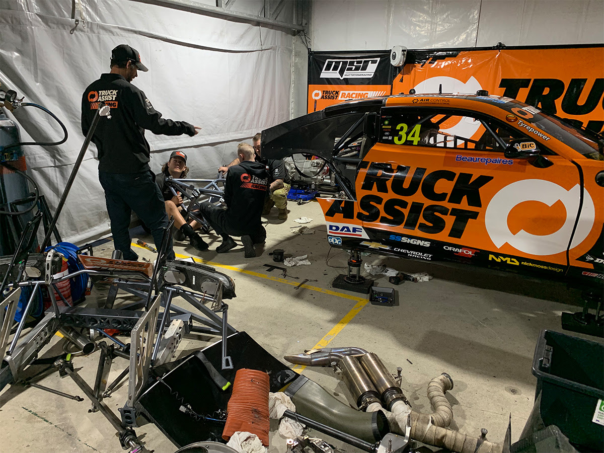 Repairs in the #34 Truck Assist Camaro went beyond midnight