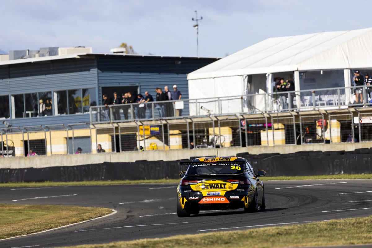 Scott Pye, seen here in action at the 2021 Tasmania Supercars event, is predicting brake fade this weekend at Symmons Plains. Picture: Ross Gibb Photography
