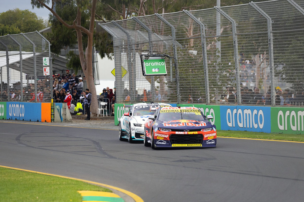 Broc Feeney (#88) and Chaz Mostert (#25) in Race 4. Picture: Ross Gibb Photography