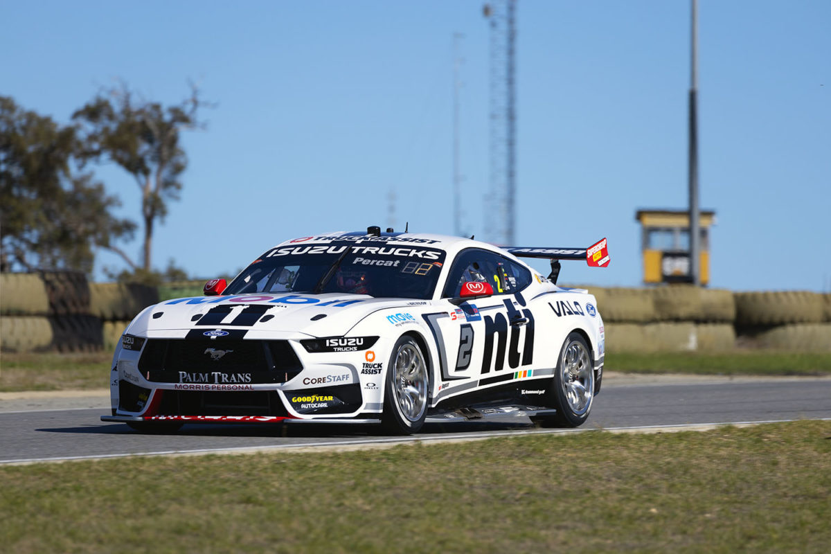The Ford Mustangs will run with new engine maps in practice at Symmons Plains. Picture: Ross Gibb Photography