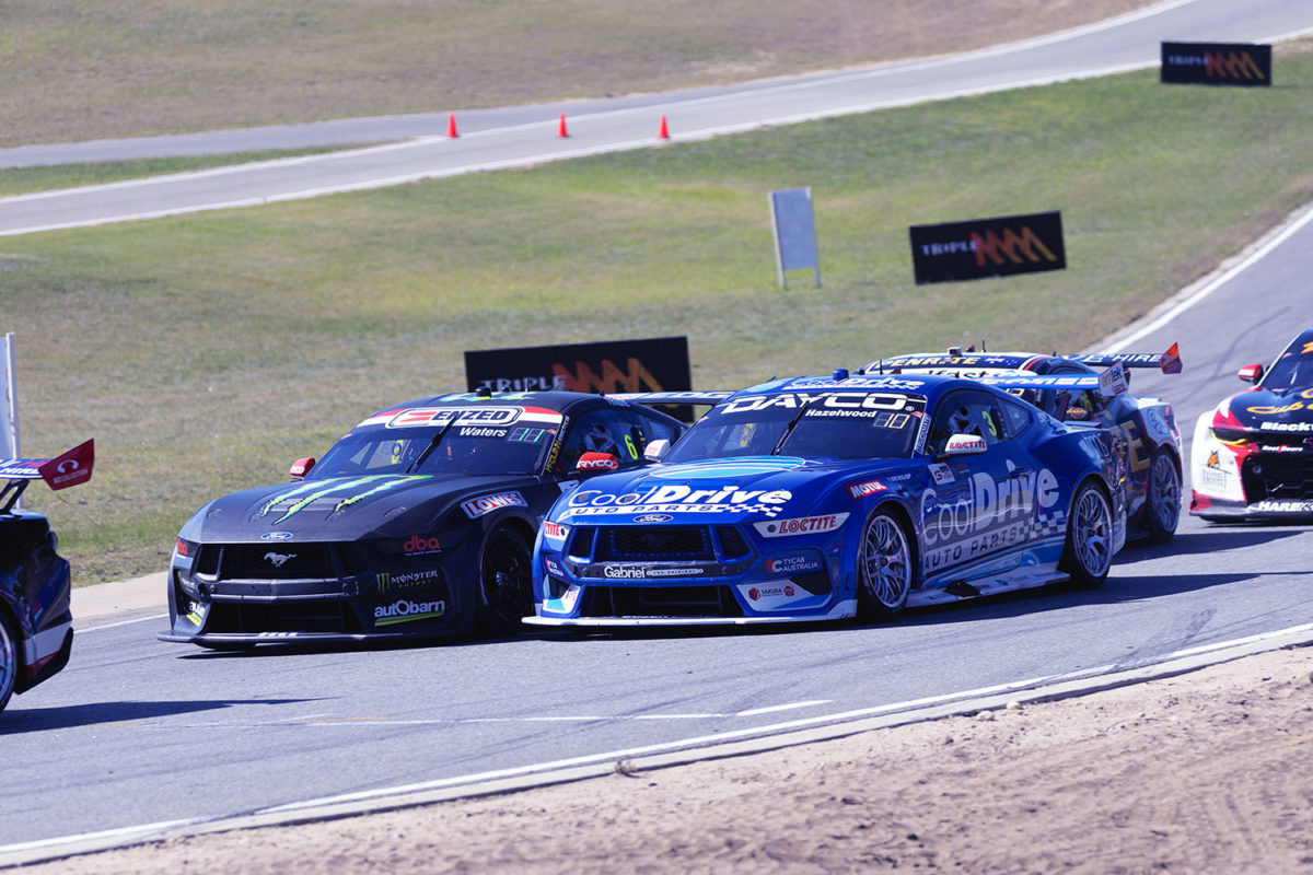 The Ford Mustangs ran with a new engine map at Wanneroo Raceway. Picture: Ross Gibb Photography