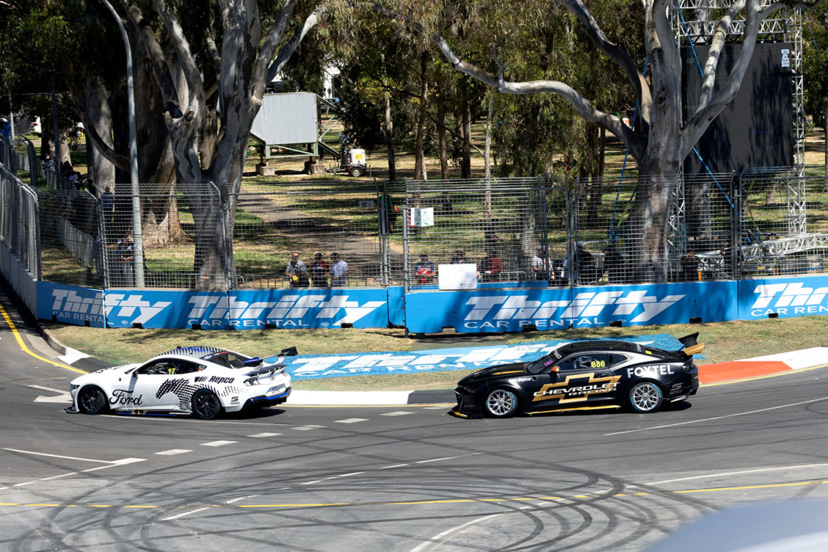 The Ford Mustang and Chevrolet Camaro Gen3 Supercars at the 2022 Adelaide 500