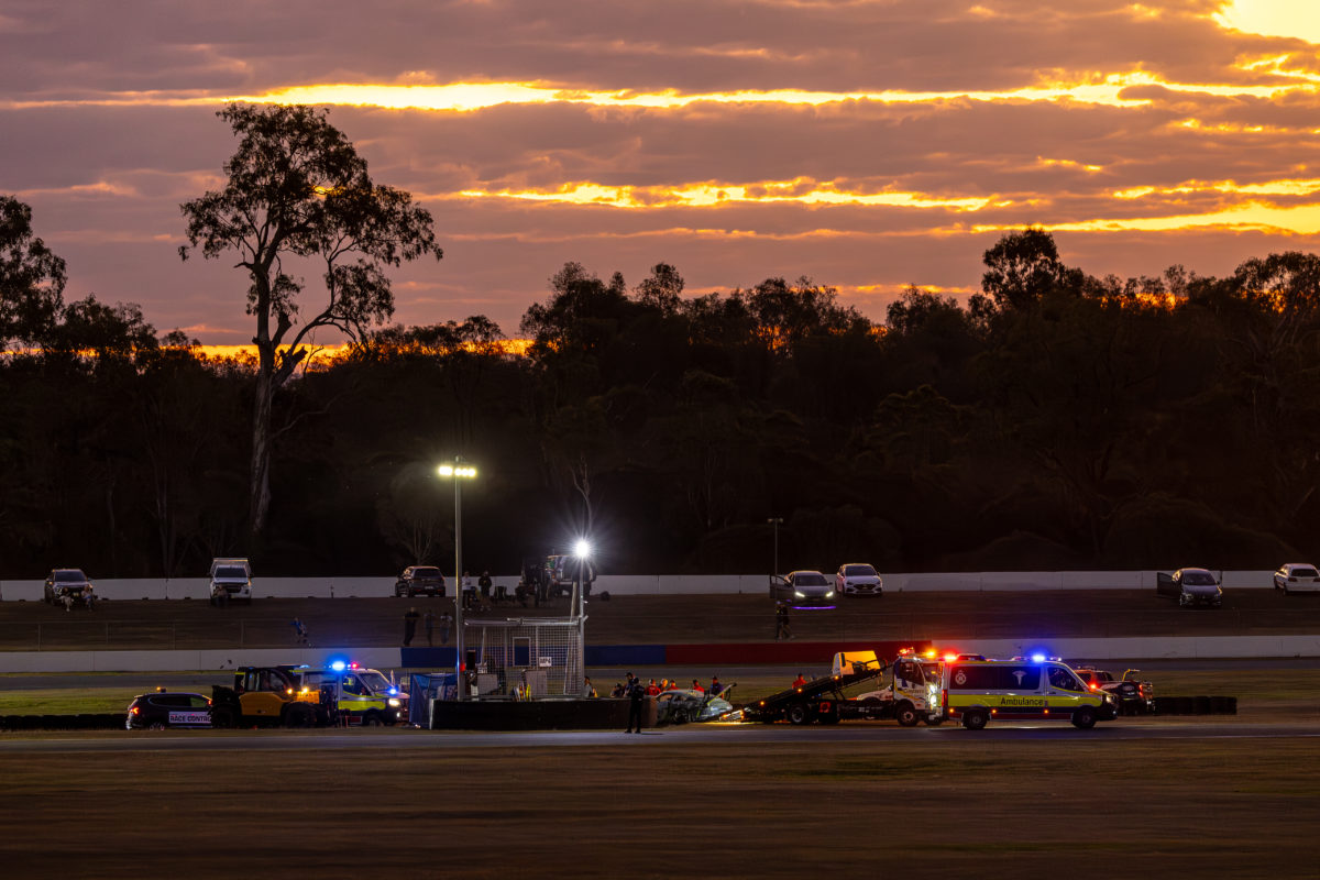 Serious Porsche accident at Queensland Raceway. Image: InSyde Media