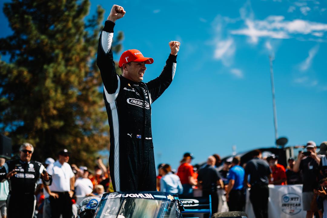 Scott McLaughlin after winning the Portland IndyCar race in 2022