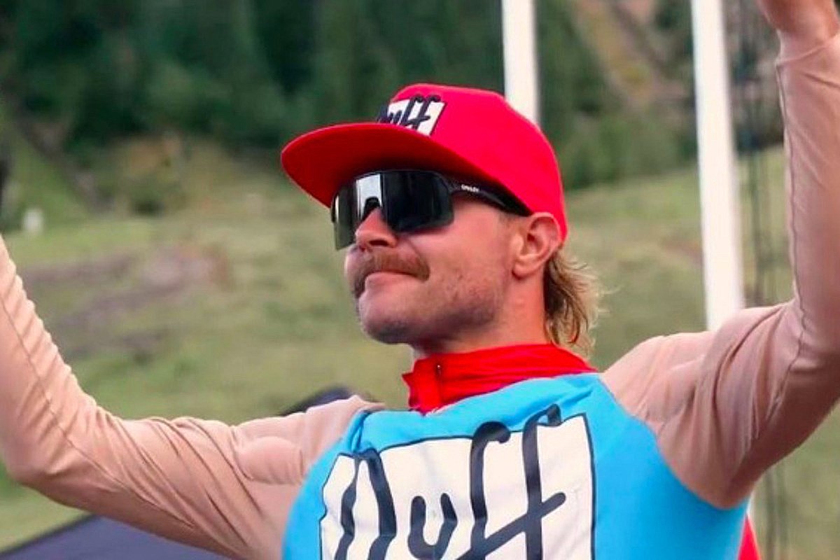 Valtteri Bottas won his weight in beer after dressing up as Duffman for a Colorado cycling event - Image: Pinterest