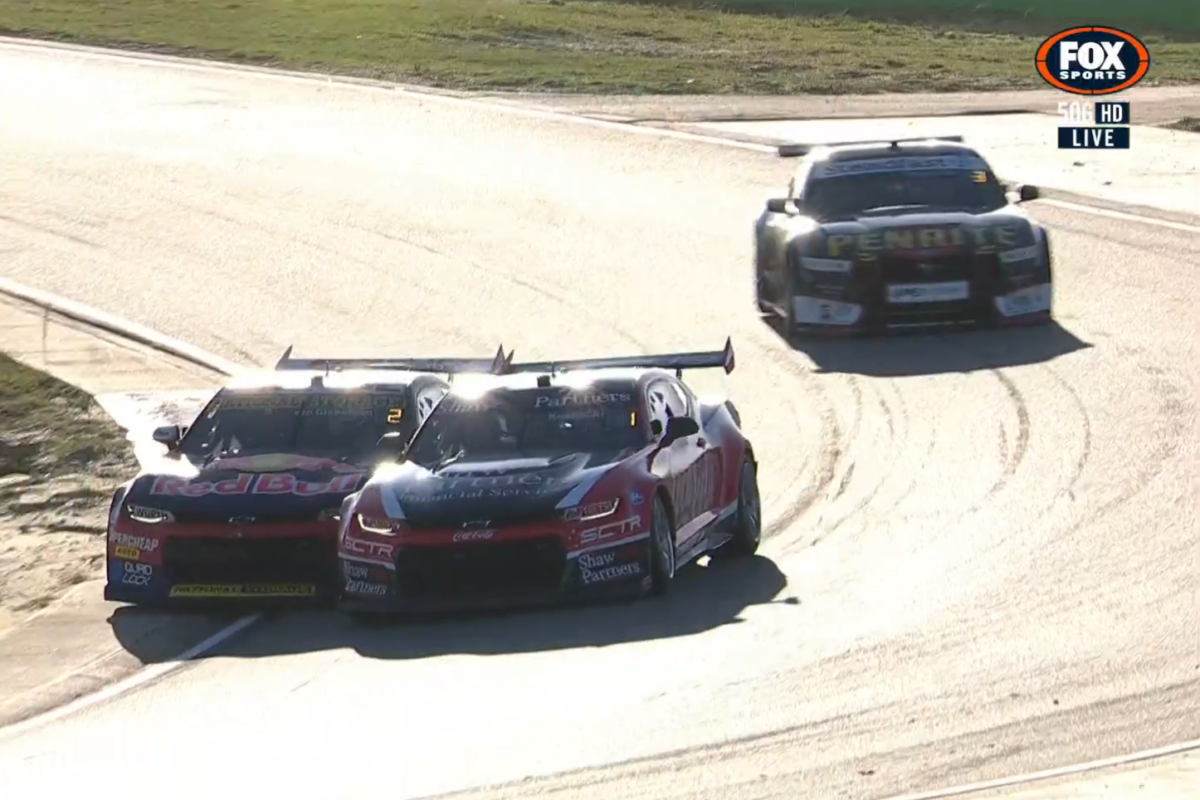 The pass which led to the Erebus Motorsport protest. Picture: Fox Sports