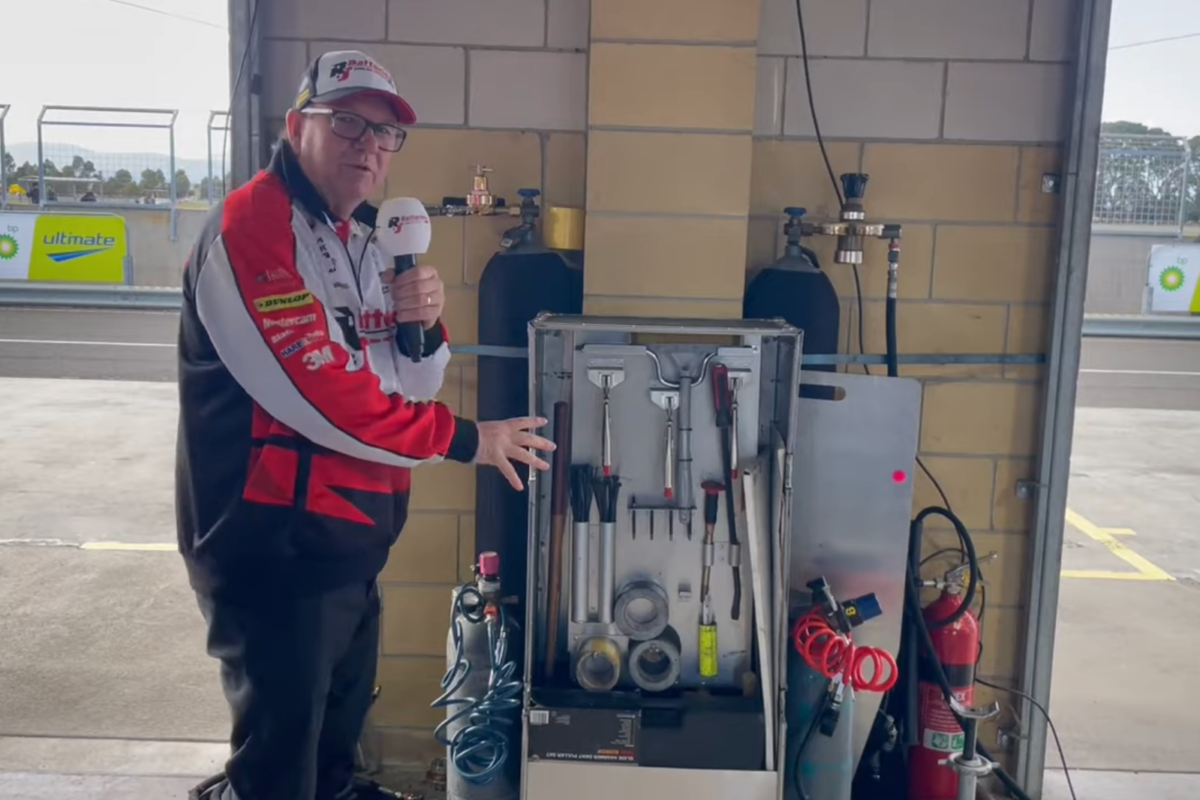 The Brad Jones Racing crash repair box for quick fixes during a Supercars race