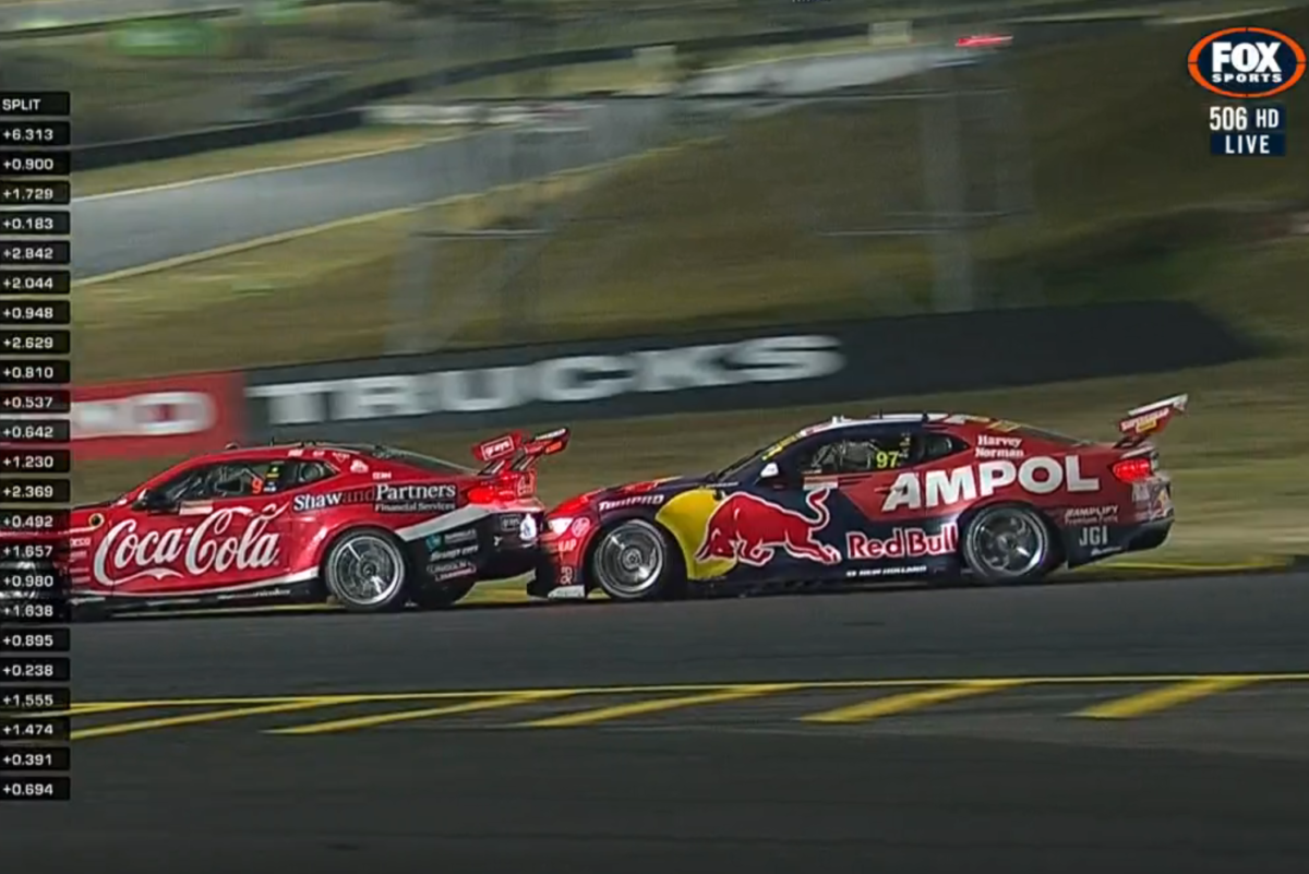 This incident made the enforcement of Supercars driving standards a talking point. Image: Fox Sports