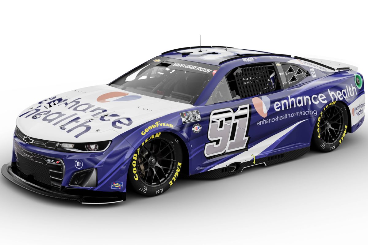 Enhance health is sponsoring the Shane van Gisbergen NASCAR again. Image: Supplied