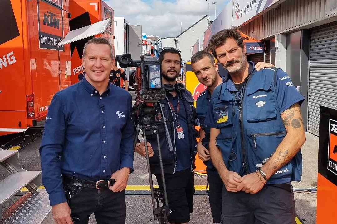 Fox Sports viewers will hear the MotoGP world feed commentators, including Simon Crafar (pictured, left) this weekend. Image: Simon Crafar Instagram