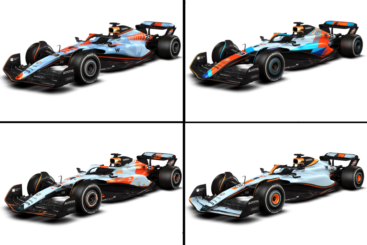 Williams fans have four Gulf livery designs to choose from