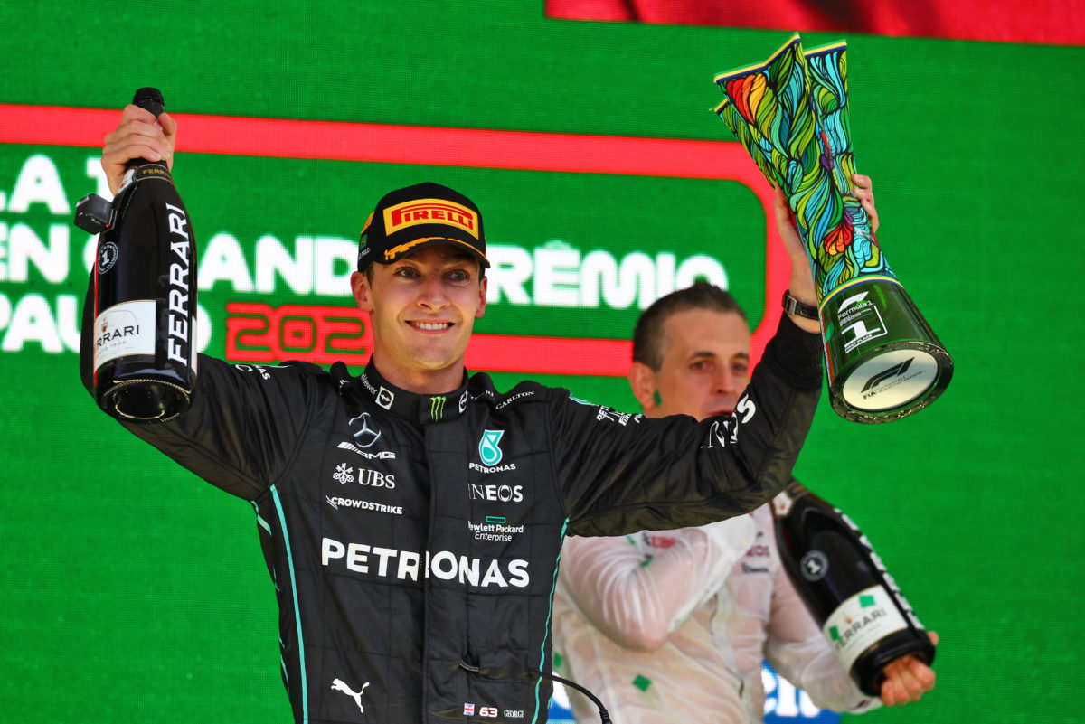 George Russell celebrated his maiden F1 win in Brazil last year but it appears Mercedes took the wrong path on the back of it