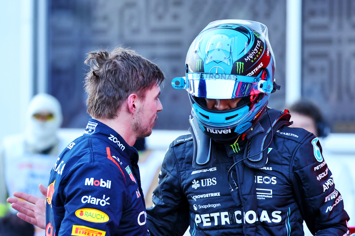 Max Verstappen and George Russell exchange words after their Sprint clash