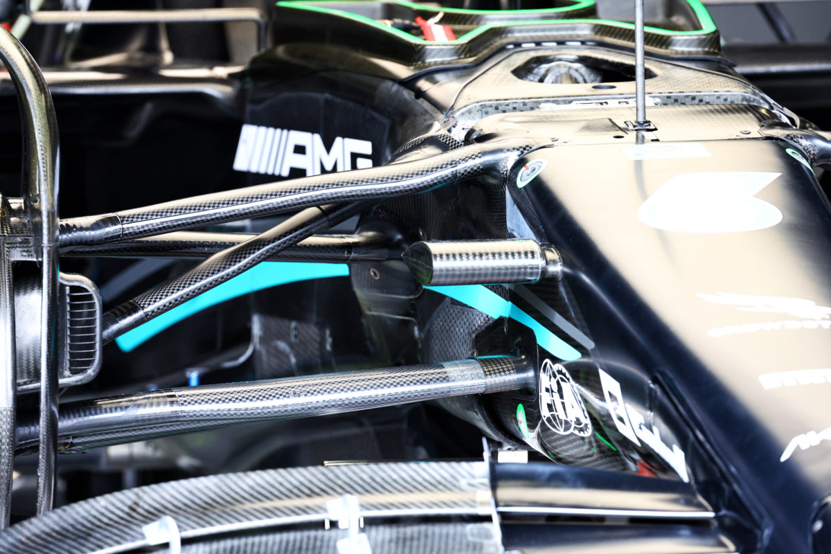 Mercedes' new W14 front suspension