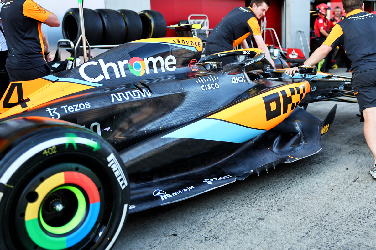 McLaren MCL60 floor, sidepod, and engine cover detail