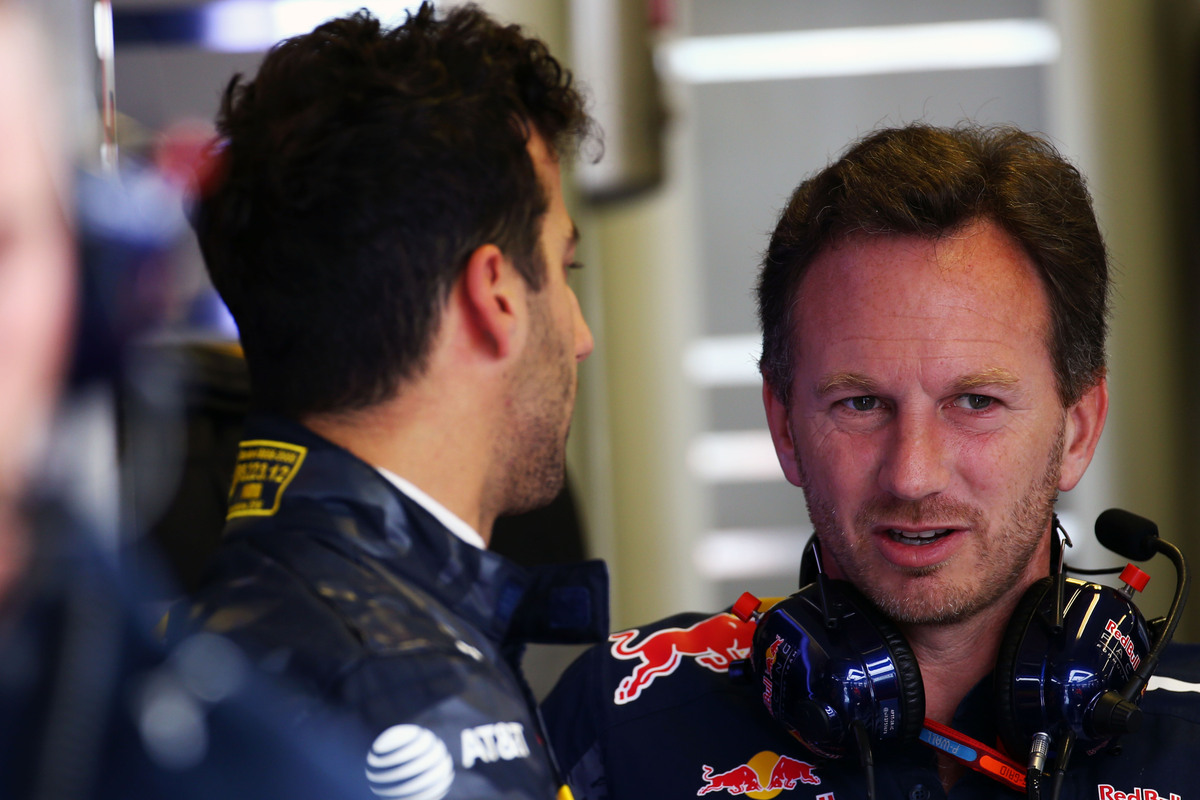 Red Bull boss Christian Horner with Daniel Ricciardo