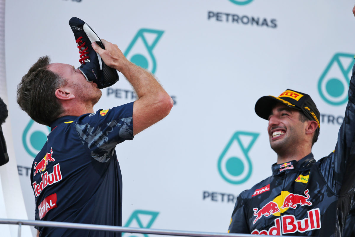 Christian Horner had previously done a 'shoey' with Daniel Ricciardo in 2016