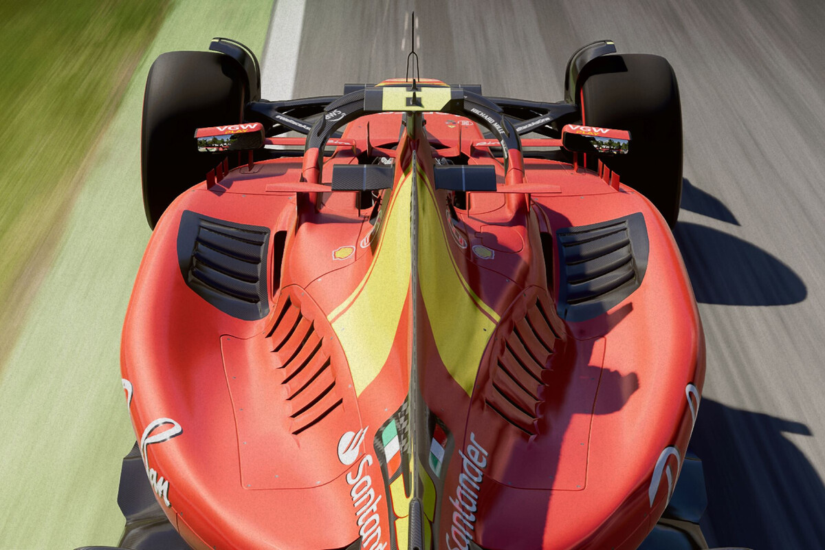 Striscia gialla sull'airbox della Ferrari durante la gara in Italia.  Immagine: Ferrari