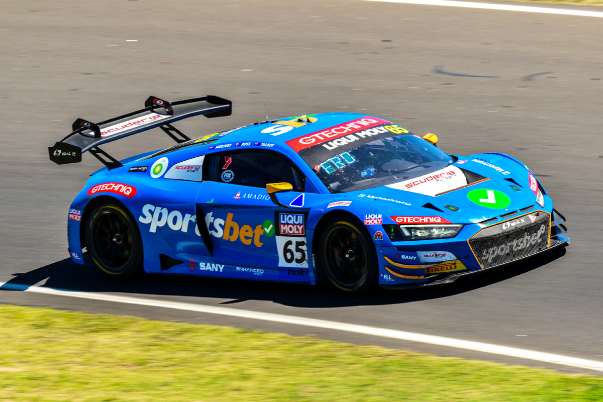 The #65 Sportsbet Audi driven by Chaz Mostert, Fraser Ross, and Liam Talbot to Pro-Am class victory