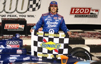 Dario Franchitti in Victory Lane at Chicagoland Speedway