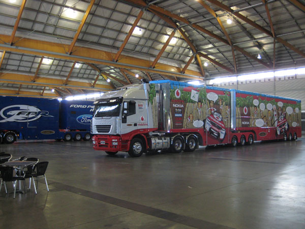 The V8 Supercar transporters will live indoors at the Sydney Telstra 500 this weekend