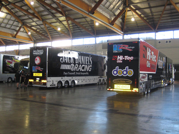 The V8 transporters line-up inside the massive indoor pit facility
