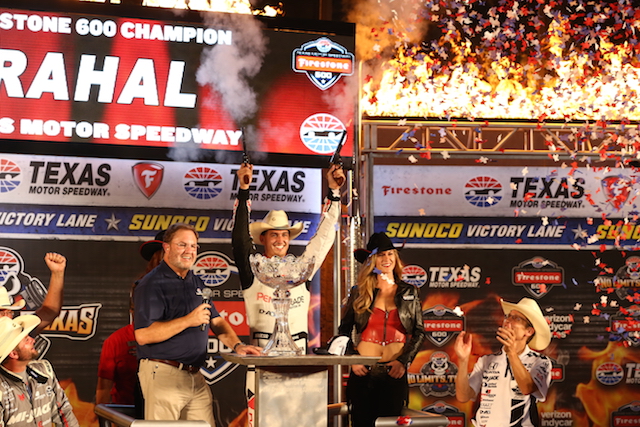 Graham Rahal has prevailed to win a thrilling Firestone 600 at Texas