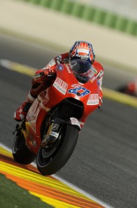 Casey Stoner on his Ducati at Valencia