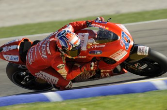 Casey Stoner finished qualifying at the top of the queue