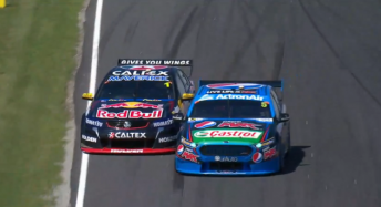 Whincup dives down the inside as Winterbottom covers. pic: V8TV