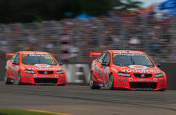thumb Jamie Whincup leads his TeamVodafone team-mate Craig Lowndes
