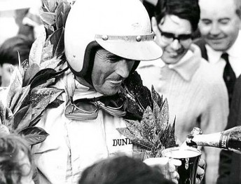 Sir Jack celebrates his first win of the 1966 season at Reims