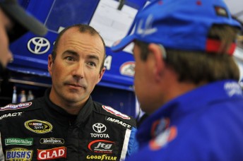 Marcos Ambrose and crew chief Frank Kerr at Infineon Raceway