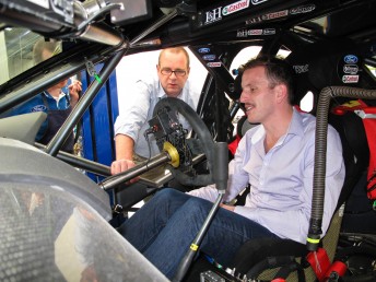 Tim Edwards guides Paul Dumbrell through one of the FPR Falcons