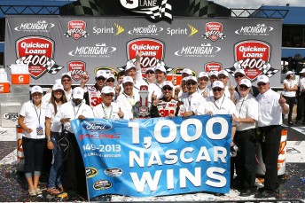 Biffle joins in the Ford celebration at Michigan