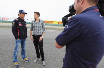 Australian Mark Webber with BBC commentator Jake Humphrey