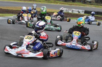 Shane Price (#39) in the thick of the action during the Victorian Karting Championships. (Pic: photowagon.com.au)