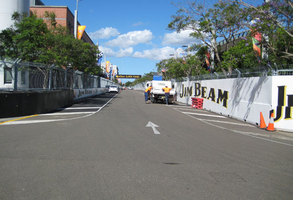 Exit of Jim Beam Corner and the run up past the railway station