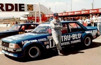 Johnson on the pit straight at Bathurst with the original Tru-Blu car in 1980