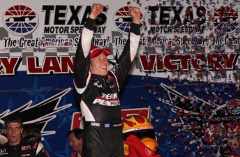 Ryan Briscoe celebrates victory in Texas